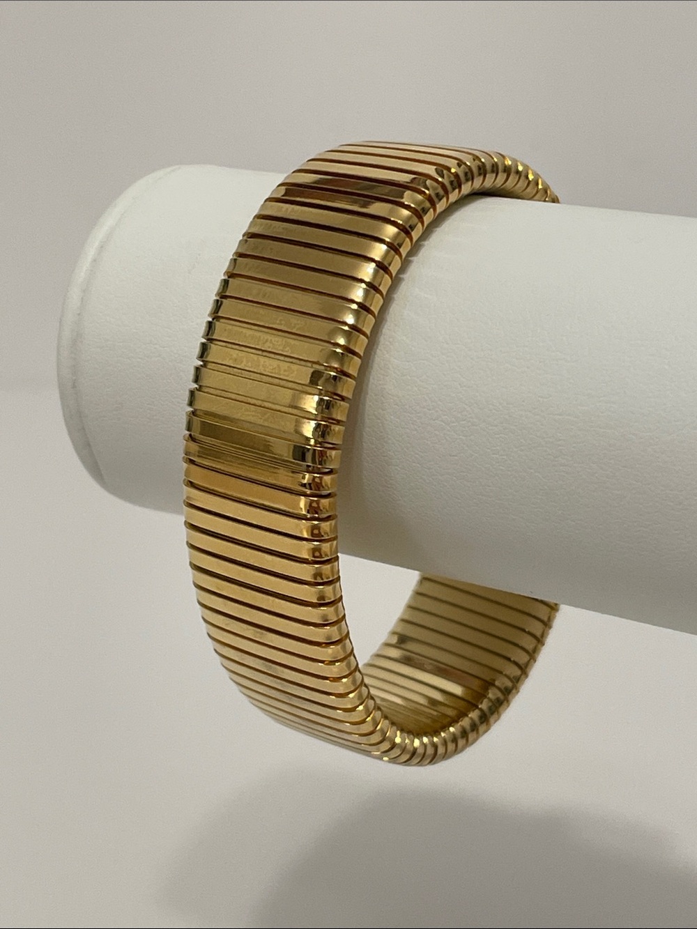 Bronzoro 18 Karat Gold Plated Wide Omega Stretch Bangle